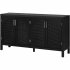 US Sideboard Cabinet With Rattan Door Metal Handles Adjustable Shelves 333lbs Load Capacity Multifunctional Storage Cabinet For Kitchen Dining Room Living Room 
