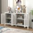 US Sideboard Cabinet With Rattan Door Metal Handles Adjustable Shelves 333lbs Load Capacity Multifunctional Storage Cabinet For Kitchen Dining Room Living Room 