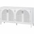 US Sideboard Cabinet With Rattan Door Metal Handles Adjustable Shelves 333lbs Load Capacity Multifunctional Storage Cabinet For Kitchen Dining Room Living Room 