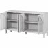 US Sideboard Cabinet With Rattan Door Metal Handles Adjustable Shelves 333lbs Load Capacity Multifunctional Storage Cabinet For Kitchen Dining Room Living Room 