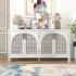 US Sideboard Cabinet With Rattan Door Metal Handles Adjustable Shelves 333lbs Load Capacity Multifunctional Storage Cabinet For Kitchen Dining Room Living Room 