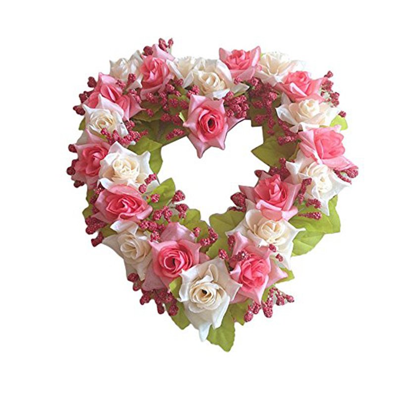 US Simulated Heart-shape Garland for Wedding Car Home Room Garden Decoration Pink