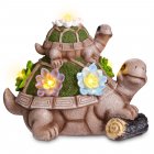 US Solar Outdoor Garden Sculptures Statue Resin Turtles Figurine with Succulent and 5 LED
