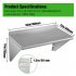 US Stainless Steel Wall Shelf 110 Lbs Load Heavy Duty Wall Mount Shelving For Kitchen Restaurant Laundry Room Bar 90 x 30cm