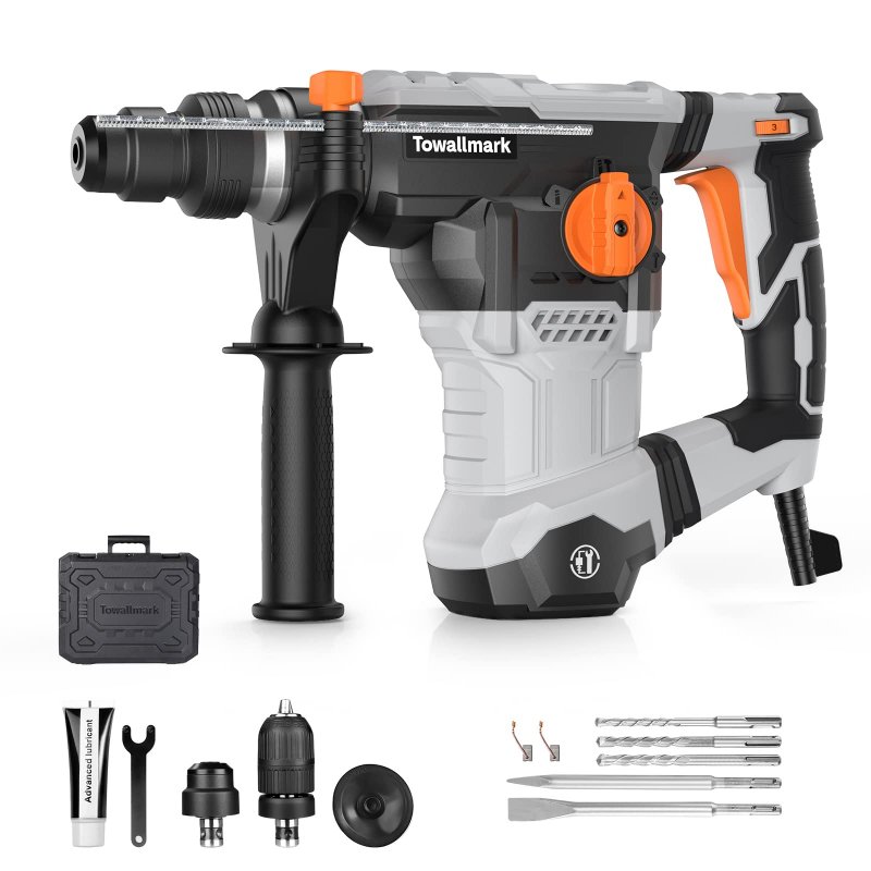 US GARVEE 12.5 Amp Rotary Hammer Drill 1-1/4 Inch SDS-Plus 4-in-1 Hammer Drill