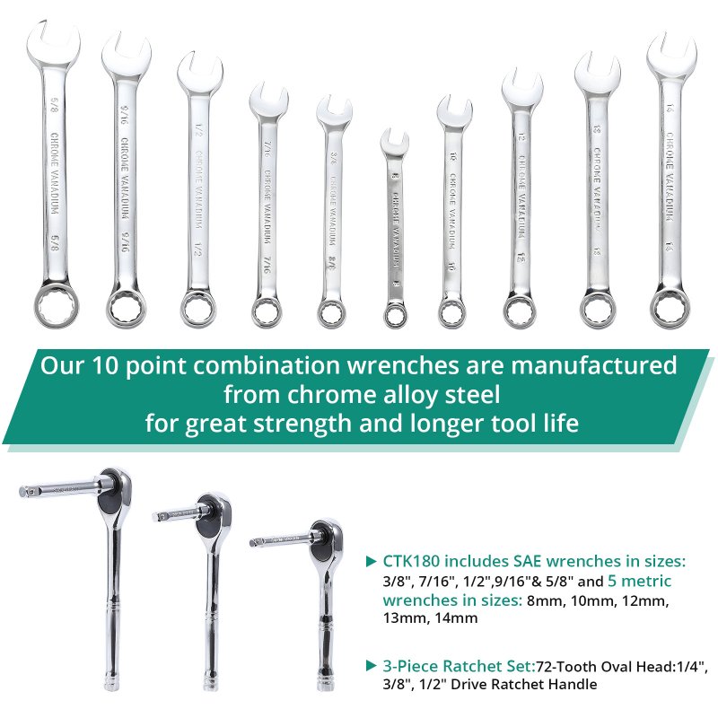 US TOWALLMARK 210 Piece Mechanics Tool Set and Socket Wrench Set SAE and Metric Hand Tool Kit