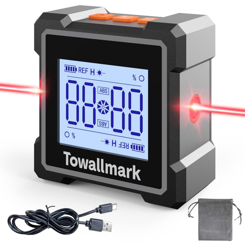 US TOWALLMARK Digital Angle Finder 3 In 1 Digital Level Box Protractor Inclinometer