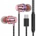 US Universal Type c Wired Earphone In ear Noise Reduction Wire controlled Tuning 3 5mm Phone Headset black