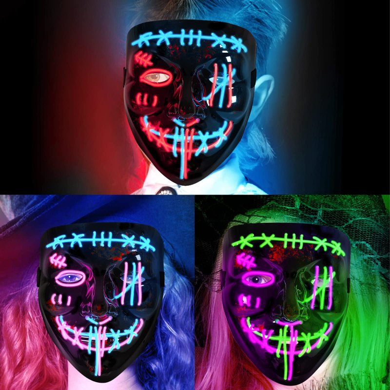 US CYNDIE 3 PACK Halloween Scary Mask LED Mask