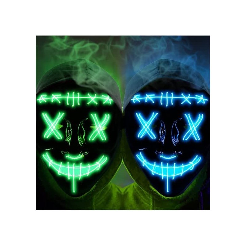 US CYNDIE Halloween 2pcs LED Mask Light Up Scary Mask