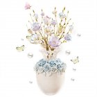 US Wall  Stickers, Embossed Vase Colored Flower Bedroom Wallpaper, Creative Self-adhesive Waterproof Bedside Bedroom Background Aesthetic Decor Poster 2#