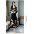 US Woman Round Neck Leisure Dress Long Sleeves Dress with Floral Printed Party