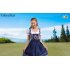 US Women Formal Dress Calf Blue Retro Skirt Fake 3 piece Set Denim blue L