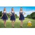 US Women Formal Dress Calf Blue Retro Skirt Fake 3 piece Set Denim blue L