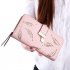US Women Hollow Out Leaf Long Clutch Purse Card Holder Bifold Leather Wallet Black