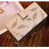 US Women Hollow Out Leaf Long Clutch Purse Card Holder Bifold Leather Wallet Black