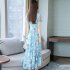 US Women Summer Short Sleeve Flower Pattern Casual Long Dress Light blue XXL