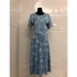 US Women Summer Short Sleeve Flower Pattern Casual Long Dress Light blue M