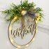 US Wood Welcome  Sign Easter Decoration Household Oranment Door Pendant With Light Hollow Welcome Wreath Hollow welcome with light