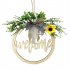 US Wood Welcome  Sign Easter Decoration Household Oranment Door Pendant With Light Hollow Welcome Wreath Hollow welcome with light