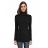 US YesFashion Women s High Neck Long Sleeve Elastic Knitted Slim Fit Pullover Sweater Black S