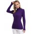 US YesFashion Women s High Neck Long Sleeve Elastic Knitted Slim Fit Pullover Sweater Purple L
