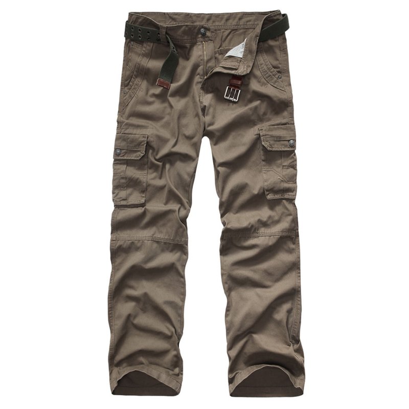 US Yesfashion Men's Pure Cotton Tooling Trousers Black And Gray 29 Earth green 32.0