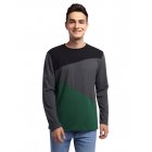 US Yong Horse Men's Contrast Color Crew Neck Long Sleeve Basic T-Shirt