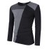 US Yong Horse Men s Contrast Color Crew Neck Long Sleeve Basic T Shirt Top Black grey green M