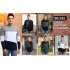 US Yong Horse Men s Contrast Color Crew Neck Long Sleeve Basic T Shirt Top Black grey green M