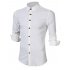 US Yong Horse Men s Fashion Metal Button Decoration Long Sleeve Shirt White XL