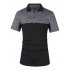 US Yong Horse Men s Quick dry Turn down Collar Short Sleeve Contrast Color Polo Shirt Black Grey Black Short Sleeve S