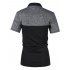 US Yong Horse Men s Quick dry Turn down Collar Short Sleeve Contrast Color Polo Shirt Black Grey Black Short Sleeve L