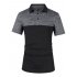 US Yong Horse Men s Quick dry Turn down Collar Short Sleeve Contrast Color Polo Shirt Black Grey Black Short Sleeve L