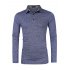 US Yong Horse Men s Sports Quick dry Turn down Collar Solid Color Polo Shirt Blue Long Sleeve M
