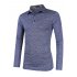 US Yong Horse Men s Sports Quick dry Turn down Collar Solid Color Polo Shirt Blue Long Sleeve XXL