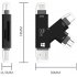 USB 2 0 SD Card Reader 4 in 1 Multi Function Lightning Type C USB Micro USB Interface K Shape Design for iPhone iPad iPod Touch  black