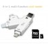 USB 2 0 SD Card Reader 4 in 1 Multi Function Lightning Type C USB Micro USB Interface K Shape Design for iPhone iPad iPod Touch  black