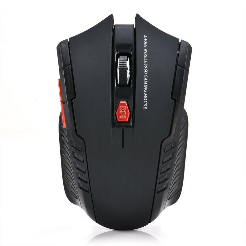 USB 2.4GHz Wireless Optical Mouse Ergonomic 6 Key Mouse for Computer Laptop black_Blister packaging