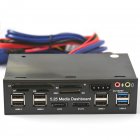 USB 3.0 Hub Multi-Function eSATA SATA Port Internal <span style='color:#F7840C'>Card</span> <span style='color:#F7840C'>Reader</span> PC Media Front Panel Audio for SD MS CF TF M2 MMC Memory <span style='color:#F7840C'>Cards</span> black