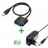 USB 3 0 to Sata Adapter USB3 0 Cable Converter Hard Drive Cable  12v 2A AC Power Adapter EU Plug