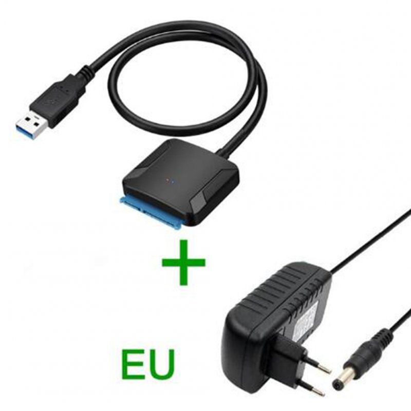 USB 3.0 to Sata Adapter USB3.0 Cable Converter Hard Drive Cable +12v 2A AC Power Adapter EU Plug