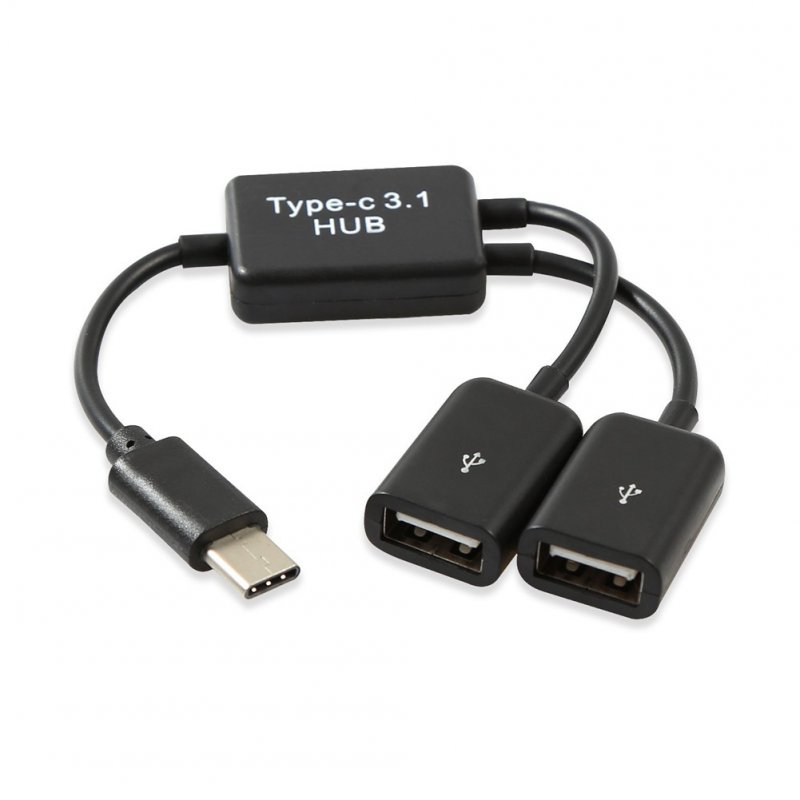 USB 3.1 Type-C V8 OTG Hub 2 Ports Charging Data Transmission Adapter Cable Type-C