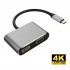 USB 3 1 Type C to HDMI VGA Adapter 2 in 1 VGA HDMI 4K UHD Dual Screen Display Adapter  Silver