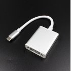 USB 3 1 Type C to VGA Adapter USB C Male to VGA 1080p Female Converter Silver