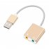 USB Audio Adapter External Stereo Sound Card with 3 5mm Headphone and Microphone Jack  Golden