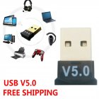 USB Bluetooth 5.0 Wireless Audio Music Stereo Adapter Dongle Receiver For TV PC black