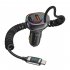 USB C 60W Super Fast Car Charger with Type C Coiled Cable 3 Port Cigarette Lighter USB Charger with Digital Display