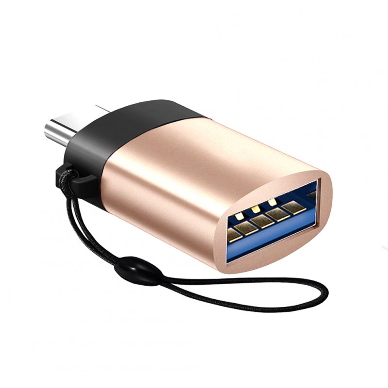 USB C Adapter Type C Adapter USB 3.0 OTG Aluminum Alloy Converter with Keychain gold