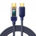 USB C Cable 1 2M 39 3 78 7Inches 20W Power Delivery Cable Data Transmission Portable Braided Data Cord With Real Time Power Display PD Fasting Charging For Tabl